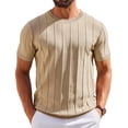 thumbnail image 1 of Camiseta COOFANDY, suéter de manga corta para hombre, color caqui, 1 of 6