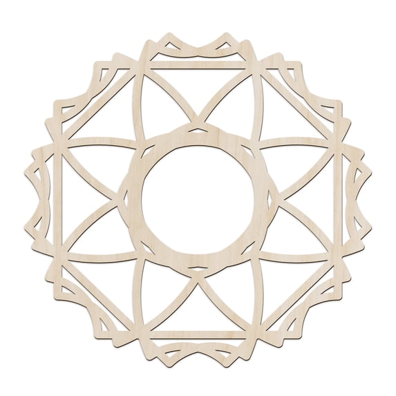Mandala Wooden Wall Art, Oriental Ornament with Triangular Details, Birch Wood Plywood Rustic Wall Art Accent for Hallway Bedroom Living Room Cafes and Offices, 11.4" X 11.4" X 0.1", by Ambesonne