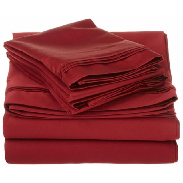 Egyptian Cotton 1000 Thread Count Solid Sheet Set Olympic Queen-Burgundy