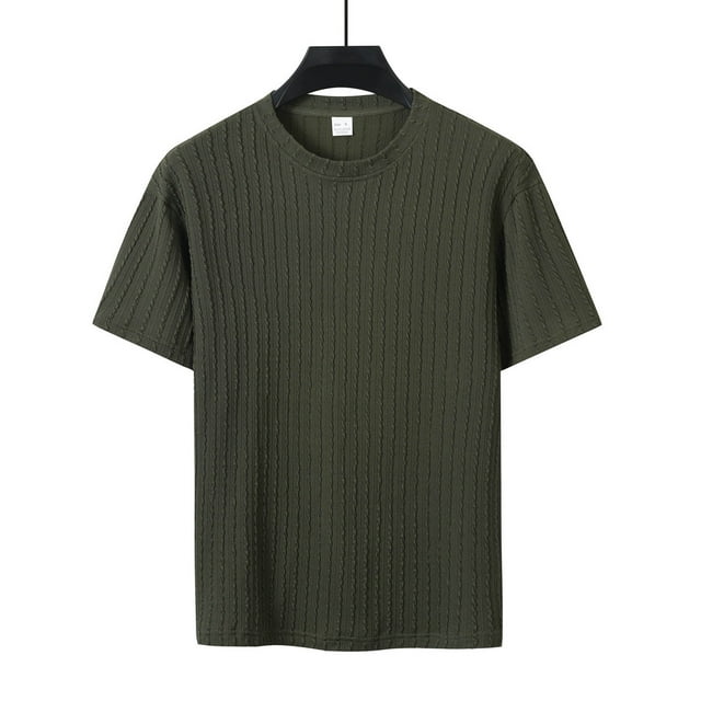 pstuiky camisetas para hombre, Camisas casuales de manga corta con cuello redondo y textura de color sólido para hombre ropa de hombre s