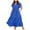 Blue, variant on Women's Plus Size V-Neck Solid Color Ruffled Sleeves Pleated Casual Dress - Polyester Summer Fashion