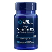Life Extension Mega Vitamin K2 45mg (MK4) - High Potency for Strong Bones & Heart Health, Promotes Healthy Bone Mineral Density - 30 Capsules
