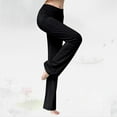 thumbnail image 5 of FUNUONY Women Fold Over High Waist Cotton Stretch Flare Leg Boot Cut Yoga Pants Leggings Spring and Summer Yoga Pants with Pockets Outdoor Dance Flared Loose Straight Leg Pants Black L, 5 of 7