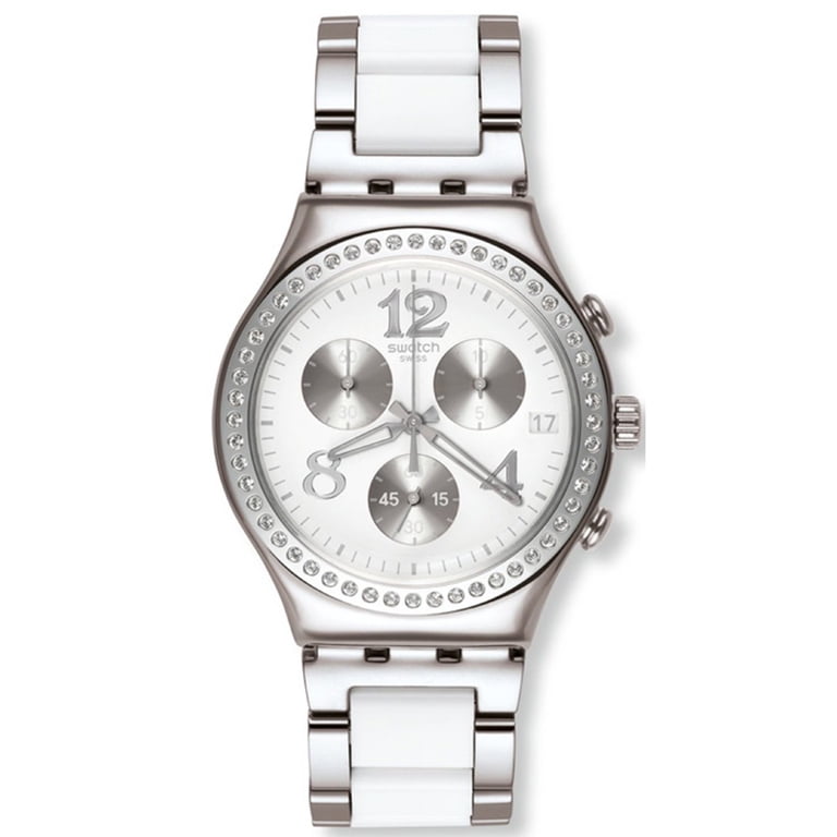 Swatch White and Silver Crystal-Accented Chronograph Watch Vintage SWATCH Irony 2008 Chrono Automatic Silver / White  main image 2