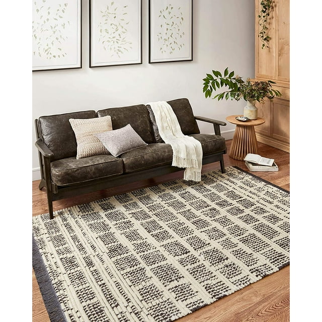 Chris Loves Julia x Loloi Alice Collection Area Rug ALI-02 Cream/Charcoal 5'-2" x 7'-6"