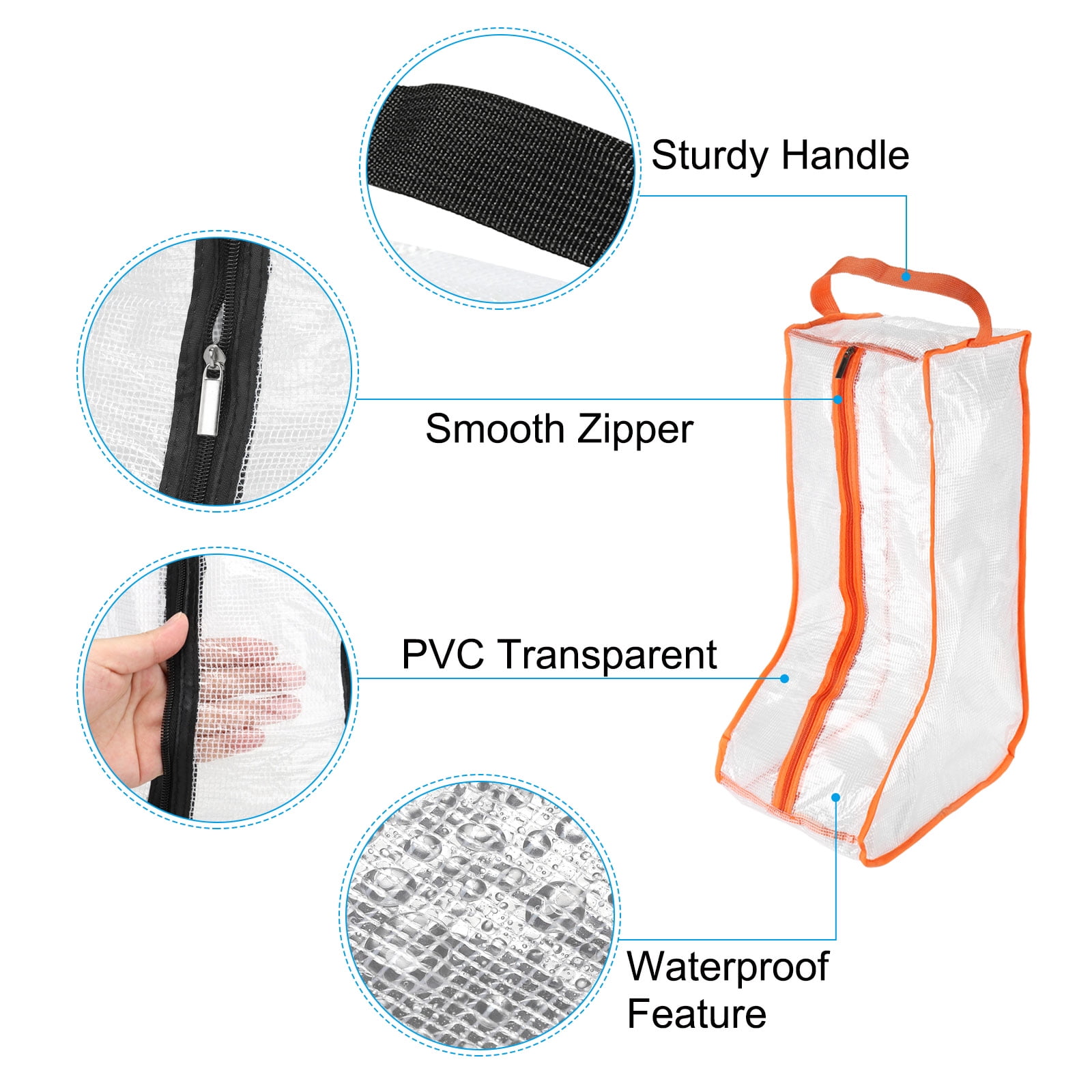 Uxcell Boots Storage Bag, Dust Proof Tall / Short Boots Carry Bags for Travel, Orange 4 Pack