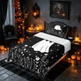 thumbnail image 3 of Homewish Cute Ghost Twin Sheets, Halloween Bedding, Black White, 3pcs (1 Flat Sheet, 1 Fitted Sheet and 1 Pillowcase), 3 of 6