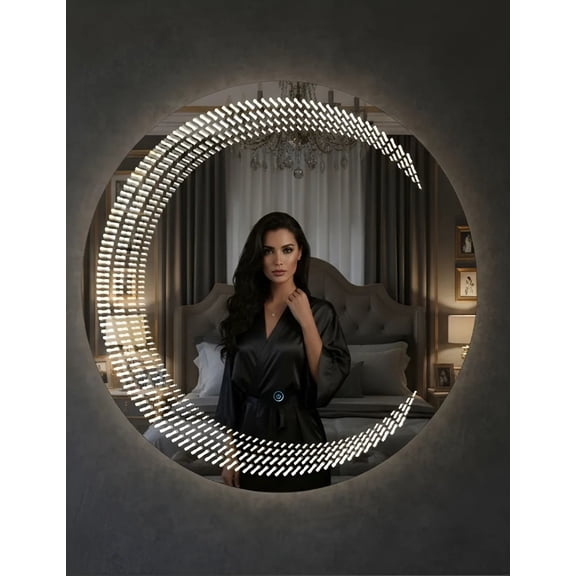 Espejo Templado Redondo De 60 cm Con Luz LED 3  Tonos
