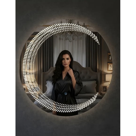 Espejo Templado Redondo De 60 cm Con Luz LED 3 Tonos