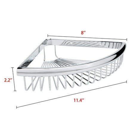 Uxcell 11.4-inch x 8-inch Brass Bathroom Basket Shower Caddy Corner Shelf Silver Tone