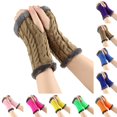 thumbnail image 4 of BKQCNKM Gloves for Cold Weather Winter Gloves Thickened Plush Gloves Autumn and Winter Warm Figure Sleeves Knitted Wool Gloves Winter Gloves Women, Green One Size, 4 of 4