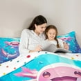 thumbnail image 5 of Manfei Funny Axolotl Child Full Size Comforter Sets, Blue Pink Cartoon Bedding Comforter Set, Kawaii Cute Animal Reversible Bedding Sets, Super Cozy Room Decor, 3-Piece, 5 of 8