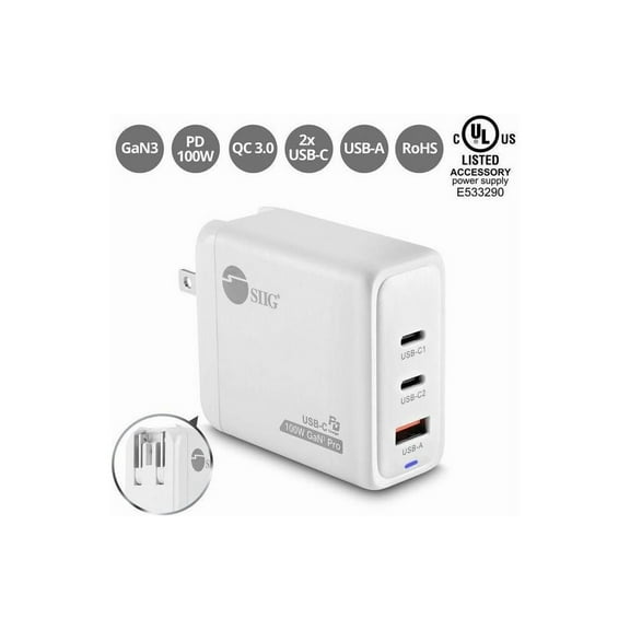 SIIG 100W GaN PD Combo Charger - 2C1A (ac-pw1z11-s1)