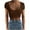 Brown, variant on Timegard Going out Tops for Women Ribbed Slim Square Neck Cropped Tee Comfy Solid Color Summer Fashion
