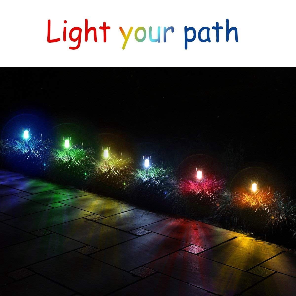 Qishi 24-pack Solar Pathway Lights - LED Stainless Steel Outdoor Lighting for Yard, Walkway