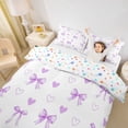 thumbnail image 2 of Erosebridal Girls Bow-Tie Queen Duvet Cover Set, Kawaii Love Hearts Bedding, White Purple, Colorful Stars Reversible, 1 Duvet Cover and 2 Pillowcases (No Comforter), 2 of 5