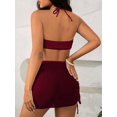 thumbnail image 3 of Conjunto de bikini MakeMechic con anillo halter para mujer, talla S, color granate, 3 of 5