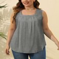 thumbnail image 4 of CHOK Camisoles pour Femmes à Encolure Carrée Plissée Sans Manches Hauts d'Été Ourlet Arrondi Chandails Fluides, 4 of 7