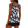 thumbnail image 4 of Aboser Womens High Waisted Tankini Bathing Suits Funny Hawaii Tropical Print Swimsuits Tummy Control 2 Piece Beachwear Mesh Swim Top with Buttom Multicolor M, 4 of 6