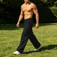 thumbnail image 4 of successthop Mens Wide Leg Pants Pants Drawstring Elastic Waist Loose Bottoms Big and Tall Casual Clothes with Pockets XL, 4 of 9