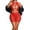 Red, variant on JSGEK Women Halter Neck Cutout Fishnet Crop Top and Mini Skirt Set Sheer Fabric Lingerie for Nightclub Wear Blue Free Size