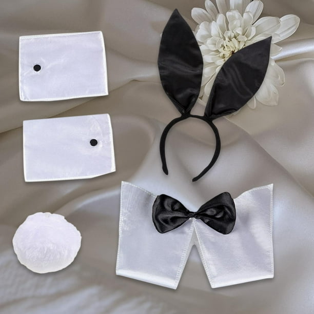 Set De 9 Accesorios Para Disfraz De Conejita: Orejas, Lazo, Cola, Guantes, Puños Y Medias De Rejilla. Ideal Para Cosplay Y Fiestas.
