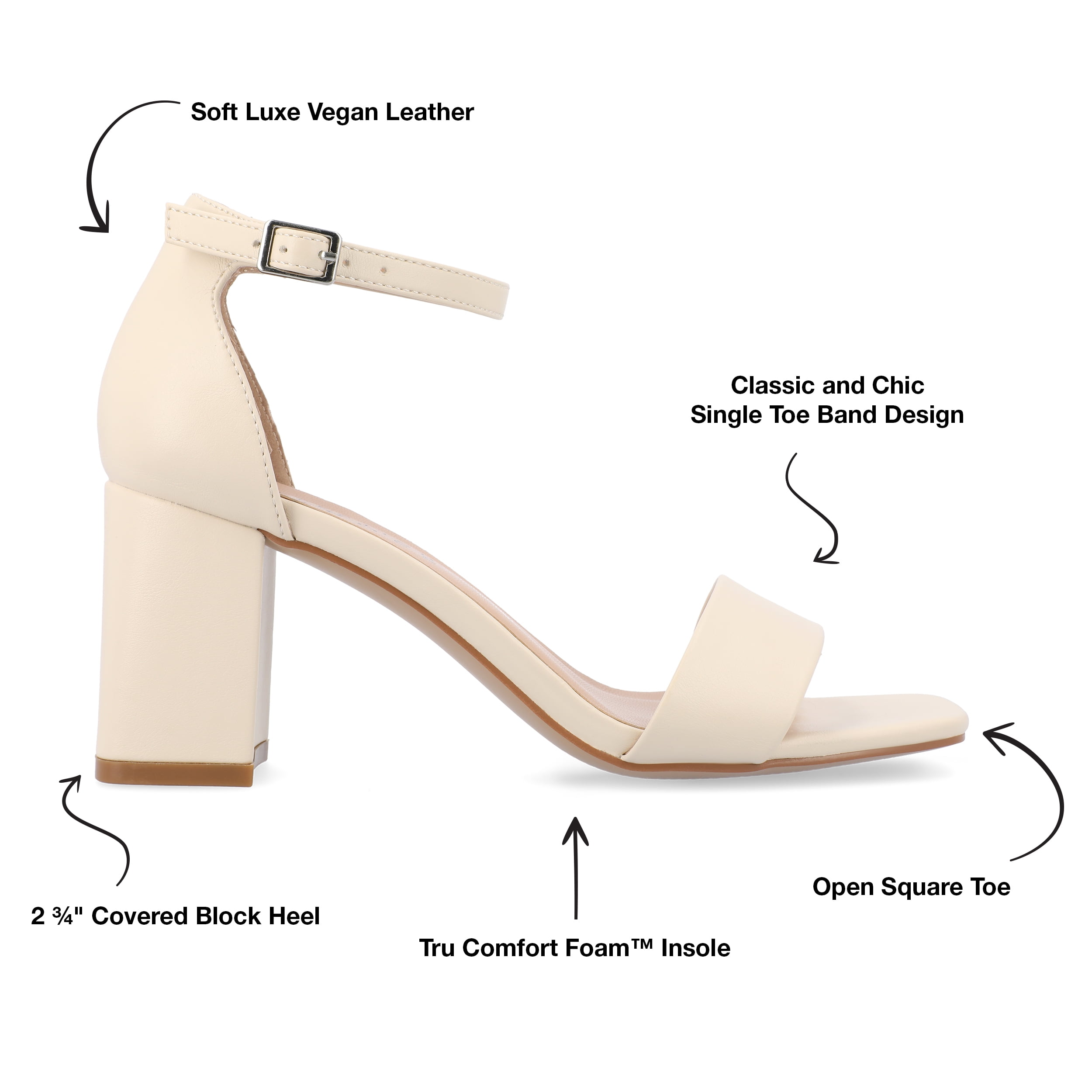 Journee Women's Valenncia SuperNatural Shades Narrow Width Open Square Toe Ankle Strap Sandals