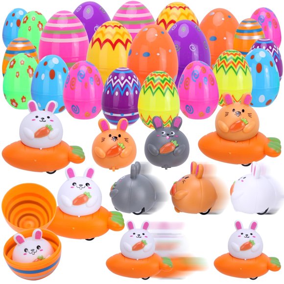 Huevos de Pascua Kiddelo precargados con conejo retráctil para coche, 12 unidades