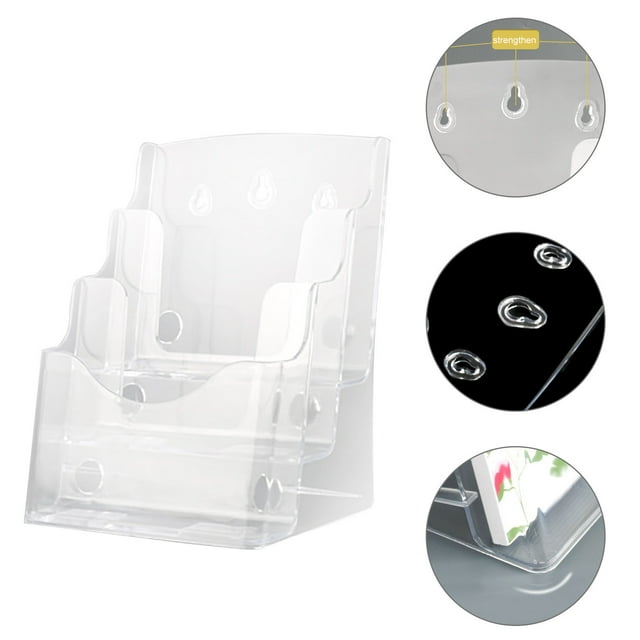 LCXmlly Acrylic A5 Document Rack Clear Acrylic 3 Tier Brochure Holder Wall Mount Countertop Brochure Display Stand with Divider for Flyers and Booklets