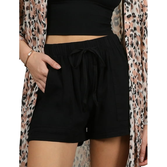 Doublju Women's Drawstring Side Pockets Casual Shorts With Plus Size