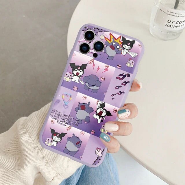 Phone Case for For Apple iphone 12 Pro Max 11 Mini Girls Anti-drop Cartoon Cinnamoroll Kuromi Hello Kitty Silicone Printed Cover ZR