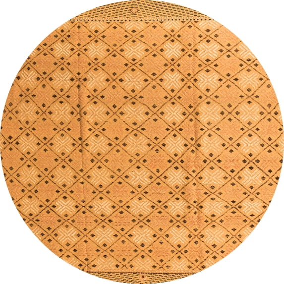 Ahgly Company Indoor Round Abstract Orange Modern Area Rugs, 5' Round