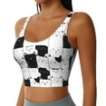 thumbnail image 2 of Fotbe Doodle Cute Cat Pattern Womens' Sports Bra Longline Wirefree Padded with Medium Support Sports Moisture-Wicking Workou Vest,Tank Top-, 2 of 7