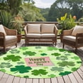thumbnail image 4 of Happy St. Patrick's Day Round Area Rug 8Ft Washable Large Circle Rugs for Living Room Dorm, Spring Lucky Shamrock Cloud Green Non-Slip Carpet Floor Mats Indoor Outdoor Carpet Runner Home Decor, 4 of 8