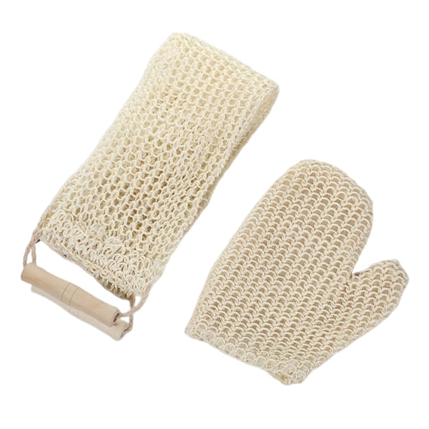 Toystoory Guantes de Traje de ducha Cáñamo Sisal Bandas para el cabello clásicas amigables con la piel Herramientas de limpieza cómodas Juegos de accesorios de baño Toystoory HA074705-00
