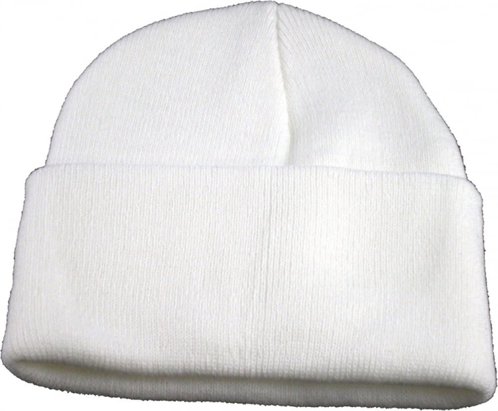 Long Cuff Mens Beanie Sock Cap [White 
