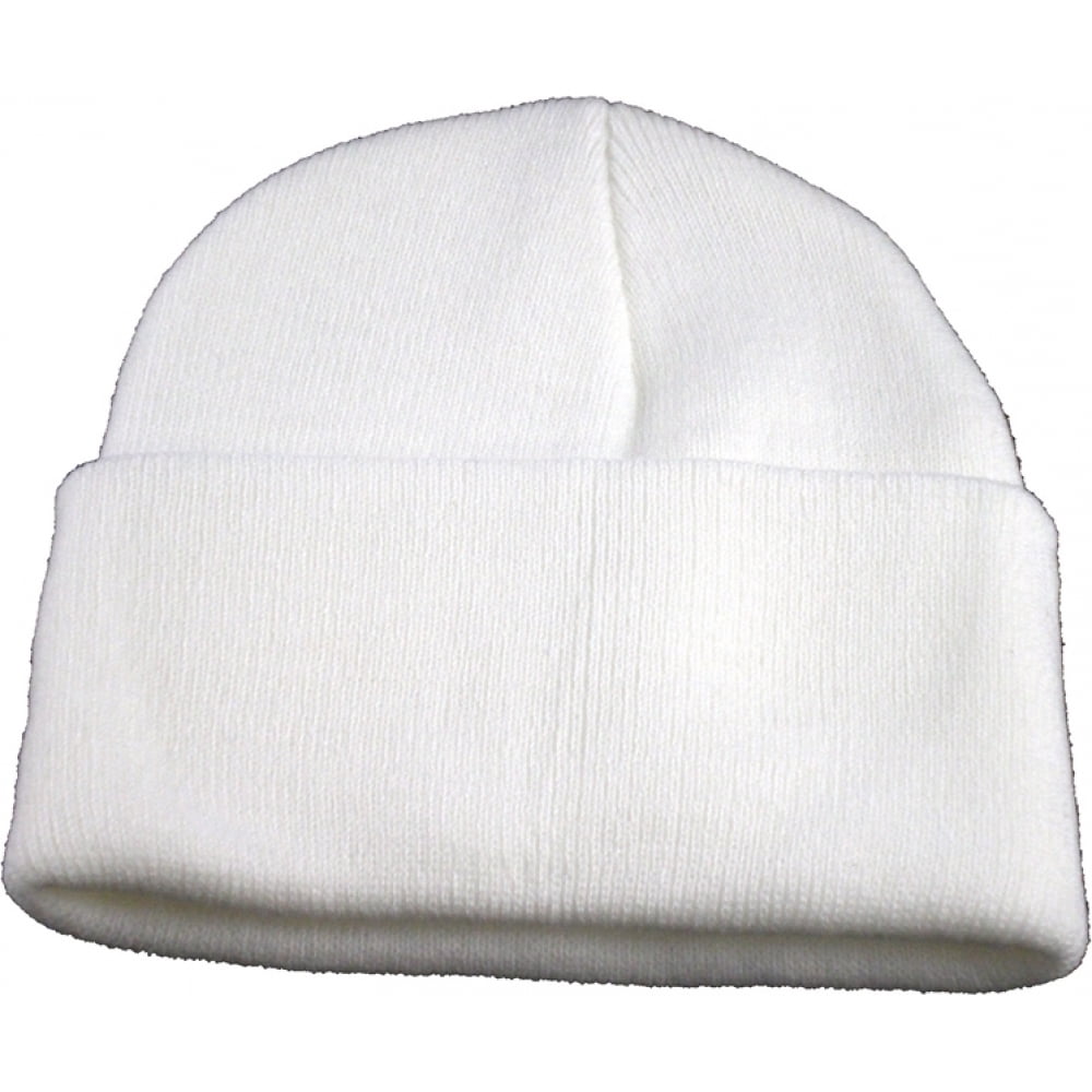 Cultural Exchange Classic Plain Long Cuff Mens Beanie Sock Cap [White