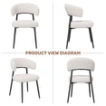 thumbnail image 6 of Hawsaiy Dining Chairs Set of 2, Mid Century Modern Boucle Upholstered Dining Chairs with Curved Backrest, Kitchen Dining Room Chairs with Black Metal Legs, White, 6 of 8