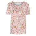 thumbnail image 4 of VBTAPA Women's Cute Easter Shirts Funny Bunny Eggs Print Short Sleeve T-Shirt Casual Loose Blouse Tops Lightning Sales Multicolor L, 4 of 6