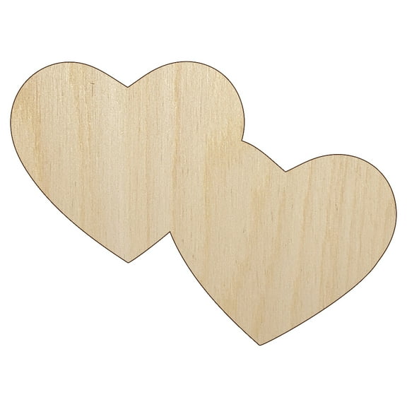 Double Heart Symbol Wood Shape Unfinished Piece Cutout Craft DIY Projects - 4.70 Inch Size - 1/8 Inch Thick