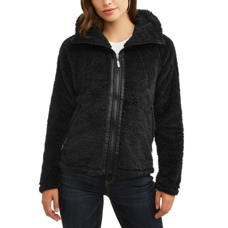 Climate Concepts Women's Fluffy Fleece Full Zip Jacket with Convertible