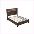 thumbnail image 4 of Bedroom Set, Kenzo Modern Queen 4PC with Storage, LED Headboard, Bluetooth - Walnut Brown | Bookcase Beds | Double Dressers, 4 of 17