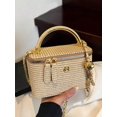 thumbnail image 2 of Women's Gold Woven Mini Top Handle Crossbody Bag with Chain Strap, 2 of 9