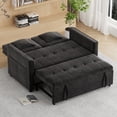thumbnail image 2 of Convertible Sofa Bed,3-in-1 Sleeper Sofa with Pull Out Bed,Velvet Couch with Adjsutable Backrest and 2 Pillows for Living Room,Black, 2 of 7