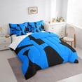 thumbnail image 3 of Manfei Neon Geometric Bedding Sets King Size,Modern Abstract Art Comforter Sets with Sheets,Darkblue Black Bed in a Bag King Size,Microfiber Room Decoration Reversible,7-Piece, 3 of 7