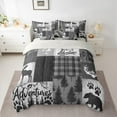 thumbnail image 2 of Manfei Hunting Moose Bear Twin Bedding Sets, Gray Black Rustic Plaid Bedding Comforter Set, Nature Adventure Theme Sheet Sets, Super Cozy Room Decor Reversible 7 Pieces, 2 of 8