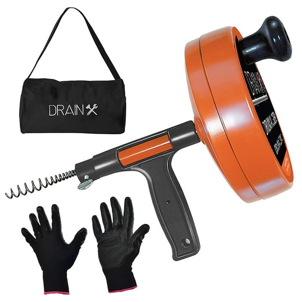 Drainx Pro Steel Drum Auger Plumbing Snake Heavy Duty 25Ft Drain