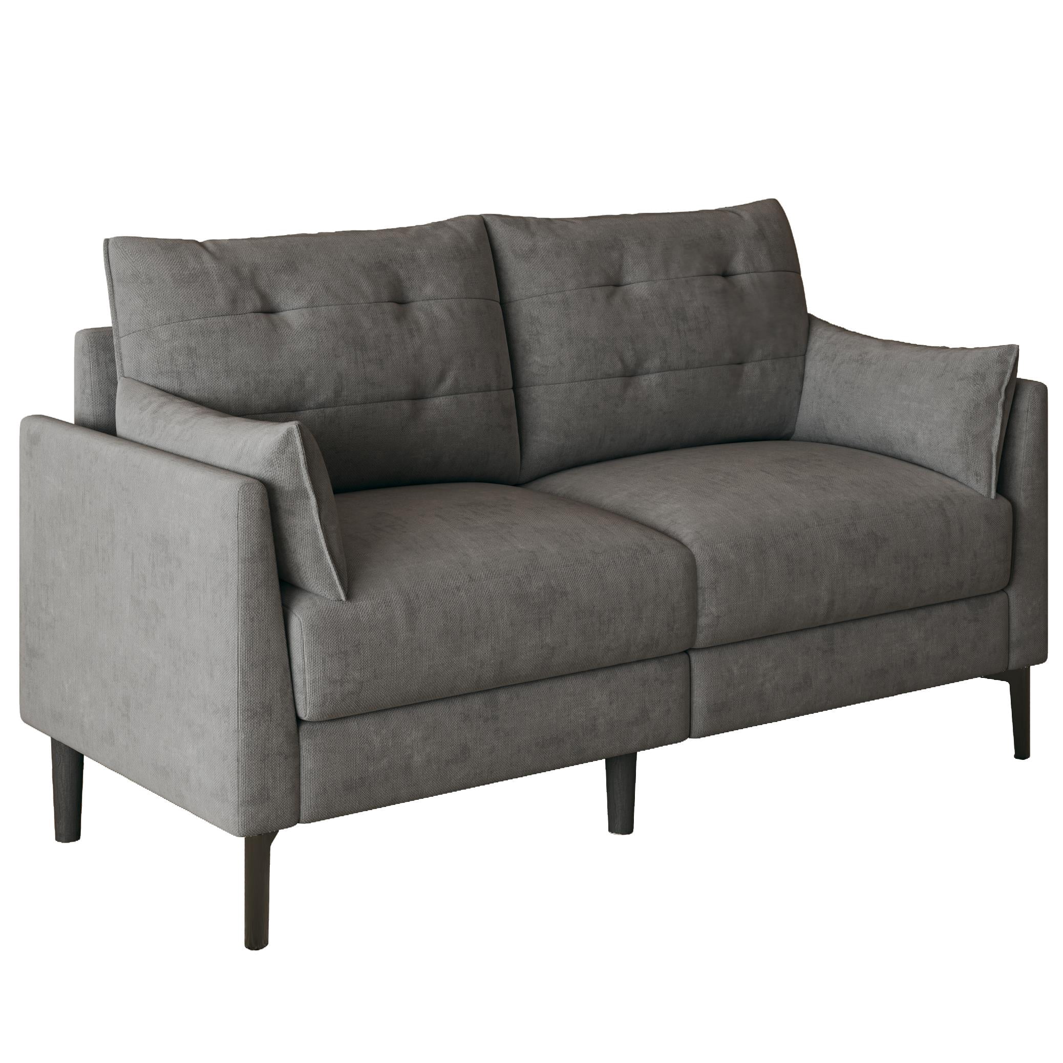 Modern Loveseat Sofa,57.5" Linen Fabric Love Seat Couches,Button Tufted Upholstered Furniture,Small Couch for Living Room,Bedroom,Dark Gray