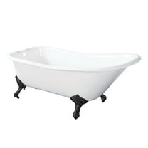Aqua Eden VCT7D6630NF0 67" Cast Iron Classic Flat-Rim Single Slipper Clawfoot Tub (7" Faucet Drillings), White/Matte Black