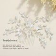 thumbnail image 3 of Crystal Bride Wedding Hair Comb Flower Bridal Headpieces Rhinestone Leaf Hair Pieces Pearl Hair Vines Bridesmaid Side Combs Hair Accessories for Women and Girls (silver flower), 3 of 4